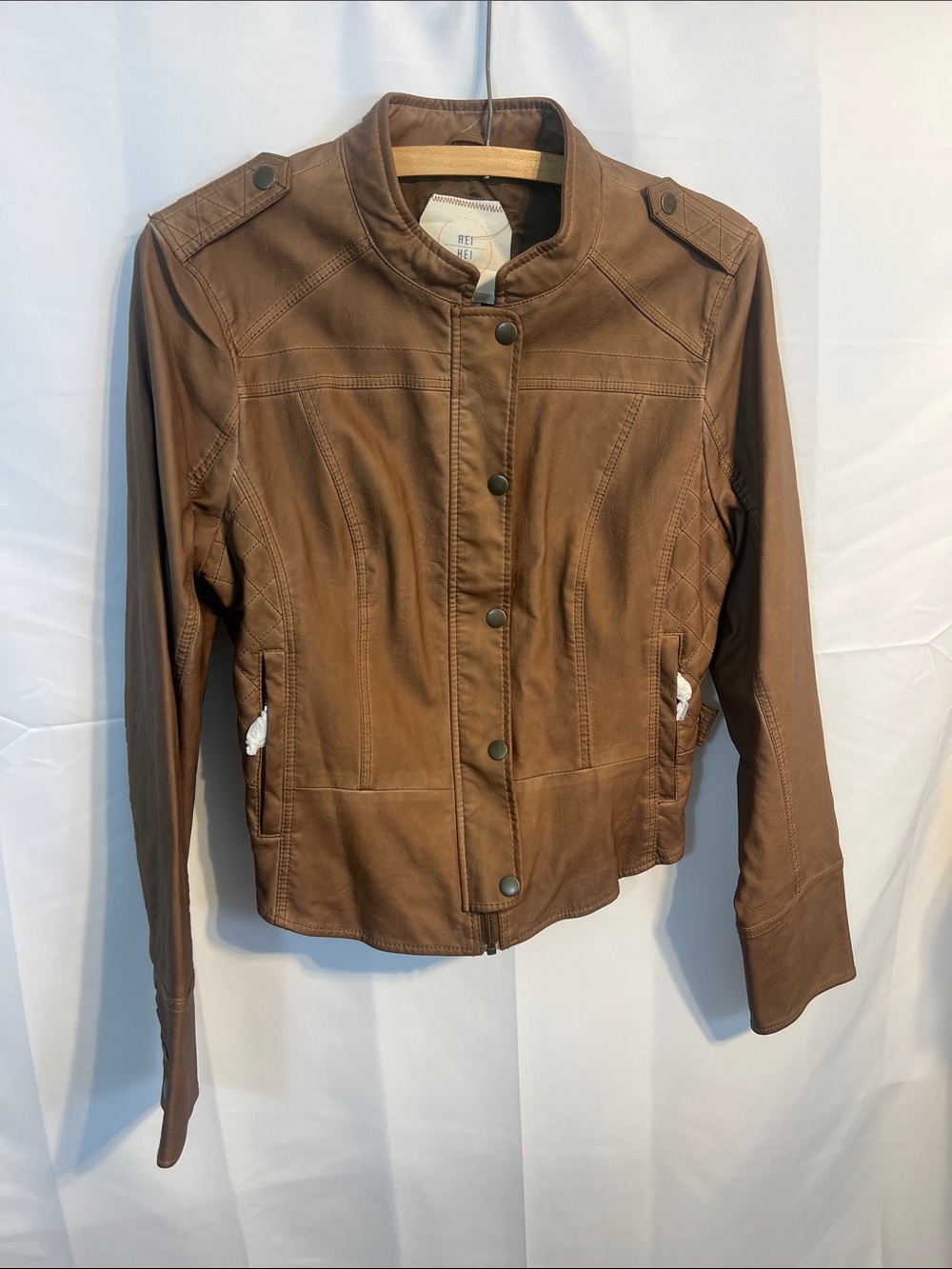 Anthropologie Cognac Vegan Leather Bomber